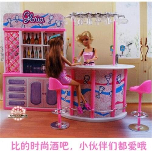 For Barbie Doll Furniture Accessories Plastic Toy Bar Supermarket Store Supermarket Shopping Mall Checkout Counter Gift Girl DIY