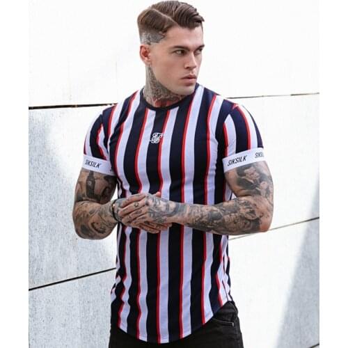 2021 3 d stripes New style Fashion Mens Summer Tide Brand T-Shirt Tops Sik Silk Printed Casual Round Neck Short Sleeve T-Shirt