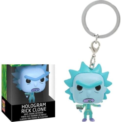 FUNKO Movie Tv Pickle Rick And Morty HOLOGRAM Rick CLONE Keychain Toy Mr Meeseeks Snowball Action Figure Toys Model Doll Toy