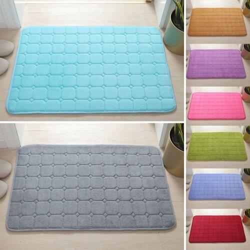 Home Bath Mat Coral Fleece Bathroom Carpet Water Absorption Non-slip Memory Foam Absorbent Washable Rug Toilet Floor Mat