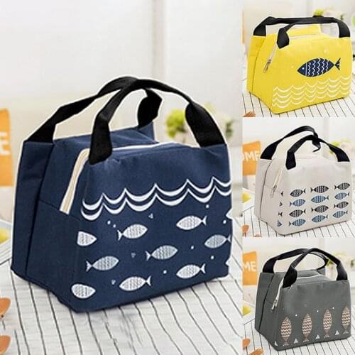 Fish Printing Lunch Box For Camping Supplies Cooler Picnic Bags Insulated Thermal Lunch Bag School Food Bag Women Beach Handbags