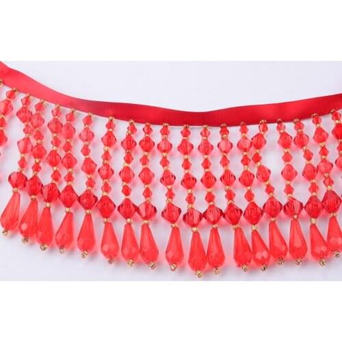 1 Yard/lot Fringe Trim Fashion Red Bead Tassel Trim 8cm Width Decoration Wedding Dress Belt Lace Ribbon Diy Accessories