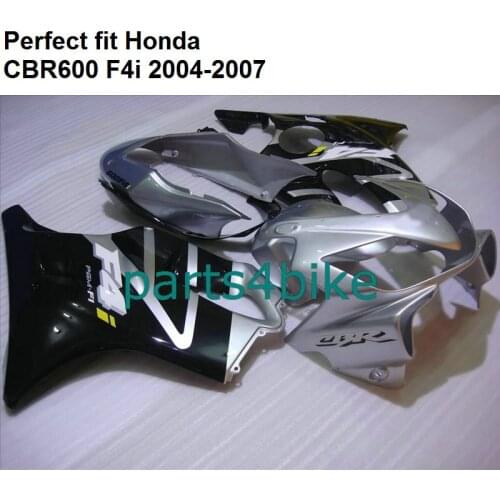Injection molding fairings for Honda CBR600 F4i 2004 2005 2006 2007 silver black fairing kit CBR600F4i 04 05 06 07 HZ128