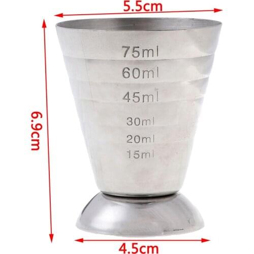 1PC 75ml Metal Measure Cup Drink Tool w/ml/oz Shot Ounce Jigger Bar Mixed Cocktail Beaker 0.5-2.5oz / 15-75ml / 1-5Tbsp