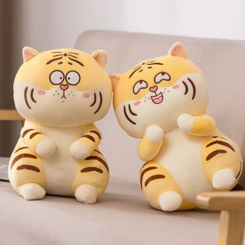 Kawaii Chubby Tiger Plush Doll Cartoon Animal Plush Toy Cute Scared Tiger Pillow Baby Sleep Comfort Toy Room Decor Gift for Girl