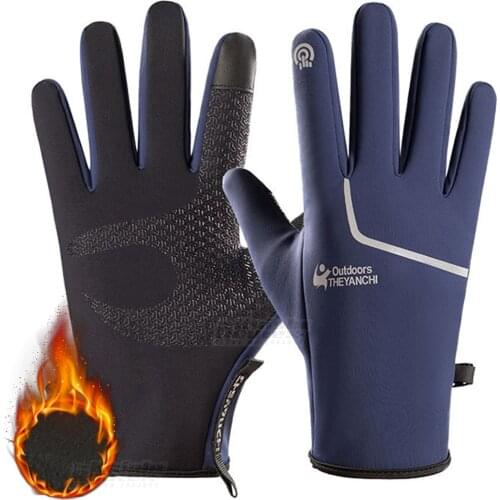 Motorcycle Gloves Water-Repellent Winter Fleece Keep Warm Full Finger Gloves Moto Motocross Motorbike Touch Screen Riding Gloves