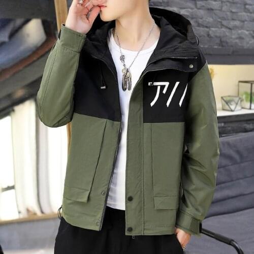 Mens casual cost hooded autumn new Korean style contrast loose trendy brand tooling joker mens popular Parker