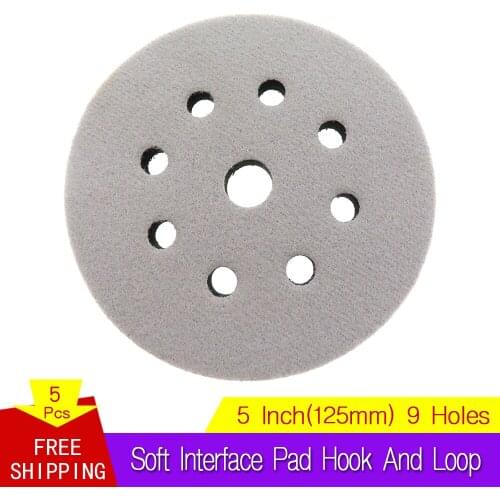 5 Inch 9 Holes 125mm Soft Interface Pad for Hook and Loop Sanding Disc Backing Pad Power Tools Accessories