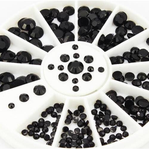 300 pcs Assorted mix size Rhinestones Nail Art Stickers Beads DIY Handmade & Nails Decoration Black Nail Art
