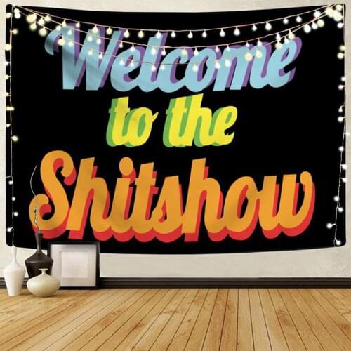 Wall Tapestry Letters Print Rectangular Background Cloth Decorative Carpet Hanging Decorations for Sitting Room Bedroom