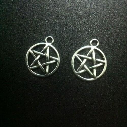 Nostalgia Wicca Pentagram In Circle Charms For Bracelet Making Wiccan Pagan Supernatural Amulet Witchcraft