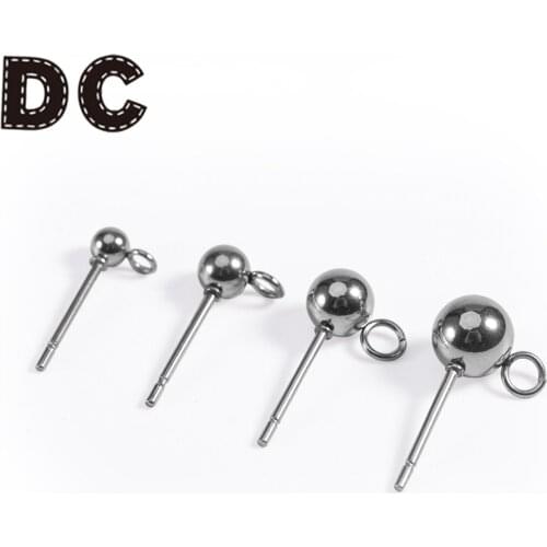 New Arrival 30pcs/lot Stainless Steel Round Bead Welding Earring Stud Accessories With Hole For Hanging For DIY Charms Earrings