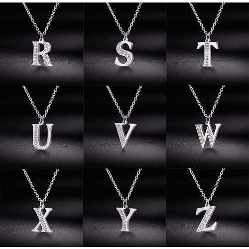 My Shape Letter A-Z Clear Zircon 316L Stainless Steel Necklace Women Necklaces Alphabet Pendant Choker Jewelry Gift For Girls