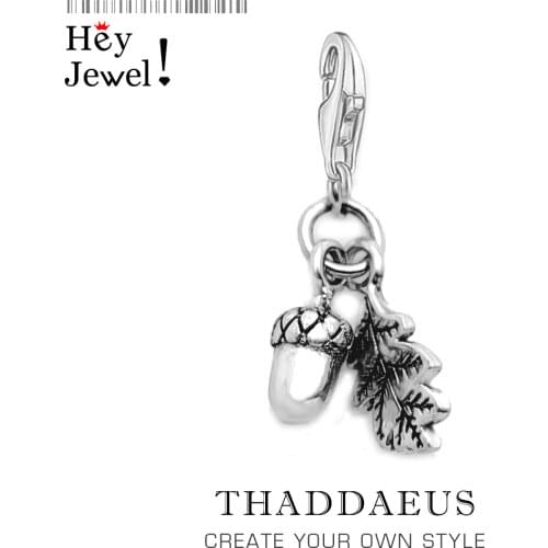 Pendant 3D Acorns Leaves Charm Pendants For Fashion Jewelry Making 2020 Spring Antique 925 Sterling Silver Pendants Fit Bracelet