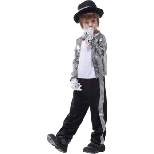 Prettyia Fashionable Boys Kids Michael Jackson Costumes Performance Carnival for Halloween Cosplay Party Fancy Dress