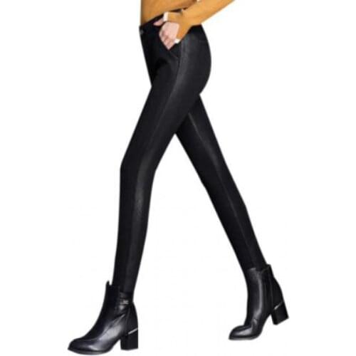 Lattice Pantalon Femme Pantalones De Mujer Sexy Ropa Mujer Spodnie Damskie Trousers Women Winter Thick Warm Leather Pants