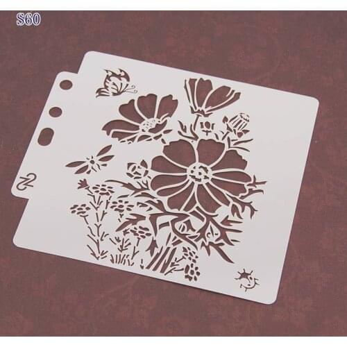 Flowers Layering Stencils graffiti hand copied board hollowed out photo album graphic spray painting tool