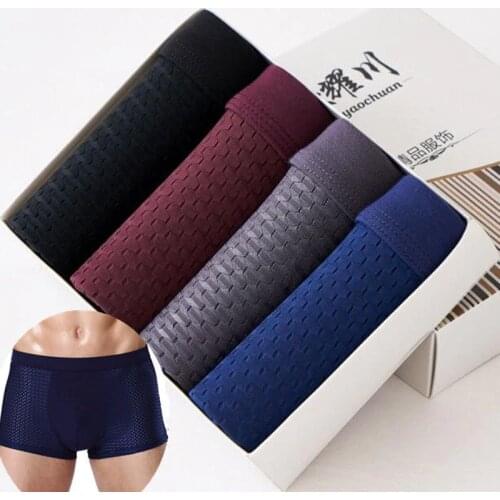 4pcs Ice Mens Underwear Mens Boxer Boxershort Panties Man Boxer Homme Underpants Calzoncillos Bamboo Shorts Solid Boxershort