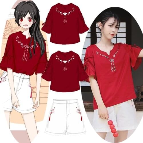 Tian Guan Ci Fu Hua Cheng cosplay Butterfly embroidery retro summer suit Anime Mo Dao Zu Shi clothes Halloween Dress suits NEW