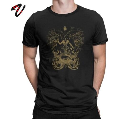 Vintage Baphomet T-Shirts Men Cotton Tops & Tees Demon Occult Witchcraft TShirt Satanic Pagan Short Sleeve Tee Shirt Clothing