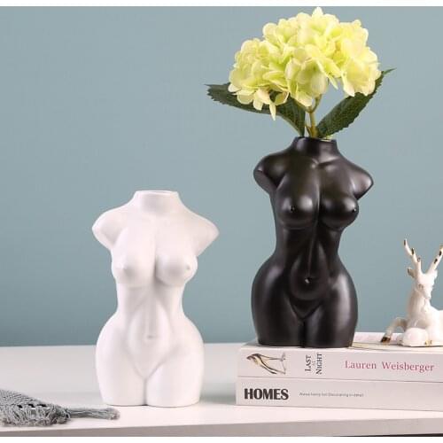Female Form Bud Vase, Human Body Flower Vase Ceramic Female Sculpture Minimalist Body Art Flower Arrangement Incense Holder