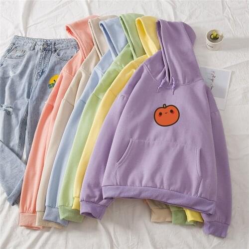 Oversized Womens Cute Printed Hoodies Velvet Female Hooded Casual Sweatshirt Tops Harajuku Ladies Pullovers Korean Style Clothes