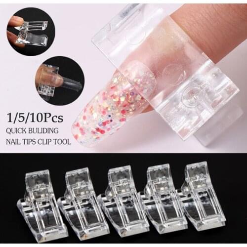 1/5/10 Pcs Nail Clip Acrylic Plastic Fake Finger Polish Extension Transparent Tips Quick Building Mold Nails Art Manicure Tool