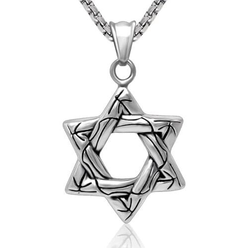1 Piece Titanium Steel Megan Star of David Mens Pendant Necklace with Chain SPN424