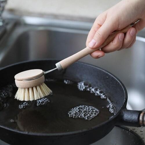 100pcs Natural Beech Cleaning Brush Wooden Long Handle Washing Brushes Multifunctional Kitchen Cleaning Tool For Dish Bottle Pot