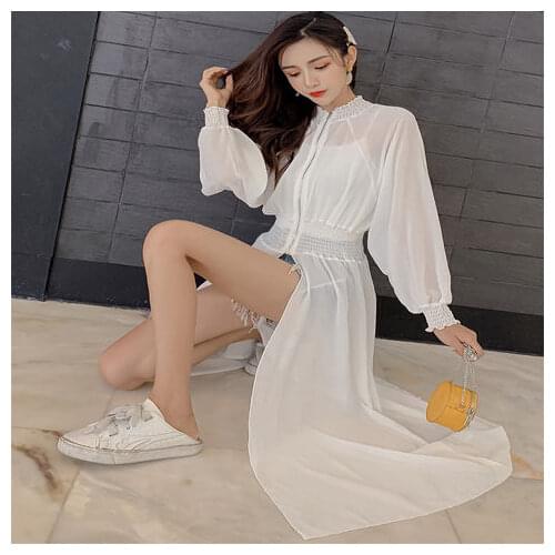 2021 Women New Slim Long Sleeve Blouses Kimono Cardigan Holiday Beach Outwear Women Summer Chiffon Sunscreen Tops Shirts L203