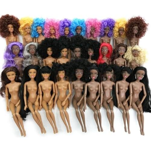 425F DIY Joint Toys with Flexible Arms Legs Rooted Hair Black Skin African Doll Model