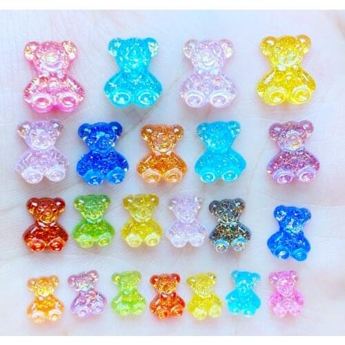 50/60/70/80Pcs Kawaii Cute Mini Shining Bear Flat back Resin Cabochons Scrapbooking DIY Jewelry Craft Decoration Accessorie K94