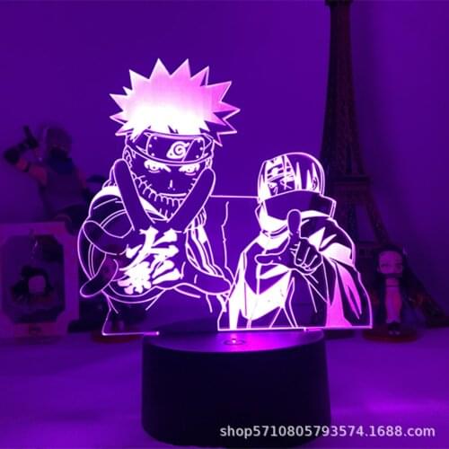 Riman Naruto Naruto Sasuke Acrylic 3D Night Light Kakashi Colorful Remote Control Bedroom Decoration Table Lamp Birthday Gift