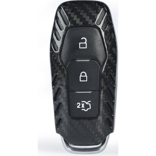 QHCP Car Remote Key Covers Fob Holder Smart Key Case Shell Frame Protective Real Carbon Fiber For Ford 13 Mondeo 2.0 Escort Edge