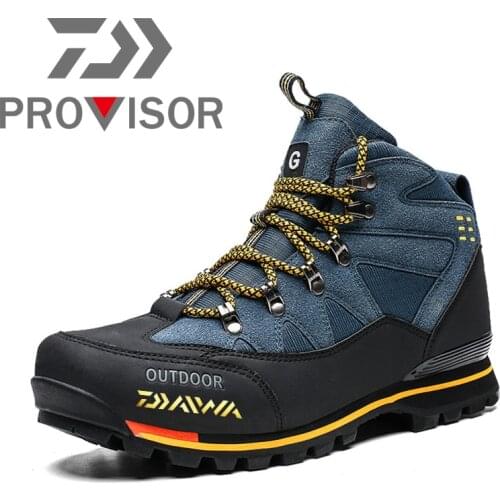 Daiwa Fishing Shoes Men Women High Top Hiking Shoes Durable Waterproof Anti-Slip Outdoor Trekking Shoes Military Tactical Boots