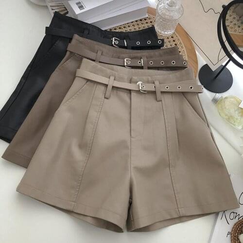 CHAXIAOA Women's Leather Shorts