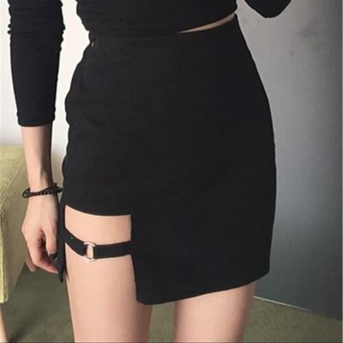 Korean Style Black Package Hip Skirts Irregular Hem Pencil Micro Mini Skirt Sexy Slim Women Party Skirts