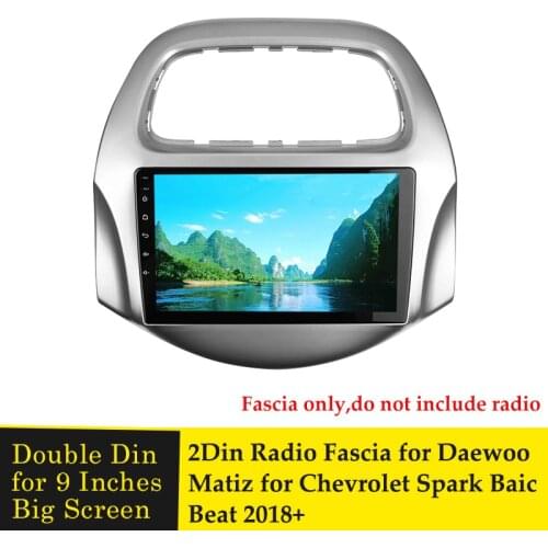Double Din 9 inch Radio Fascia for Daewoo Matiz for Chevrolet Spark Baic Beat 2018+ DVD Player Frame Dash Mount Trim Panel Bezel