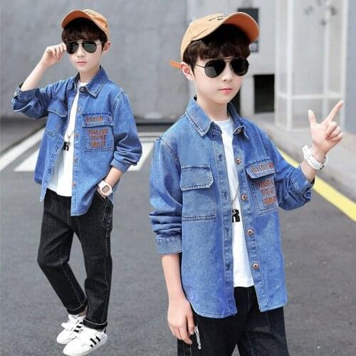 Baby Boy Jeans Jacket Spring Autumn Kids Casual Jacket Girls Letter Print Jeans Coats Little Boys Girls Denim Outerwear Costume