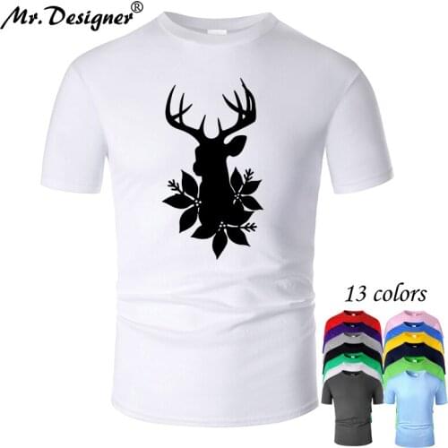 Beautiful Deer Line Art O Neck Cotton T Shirt Men Unisex Summer Short Sleeve Designed Casual New Fashion Women Top tees m01012