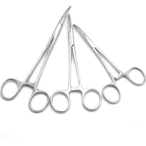 Stainless Steel Hemostatic Clamp Forceps Surgical Forceps Hemostatic Forceps Pliers Straight/Elbow Tips Surgical Tool kit