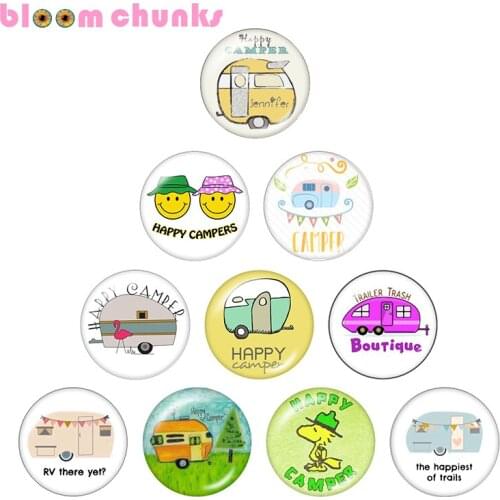 Happy camper 10pcs mixed 12mm/18mm/20mm/25mm Round photo glass cabochon jewelry flat back Making findings S5428