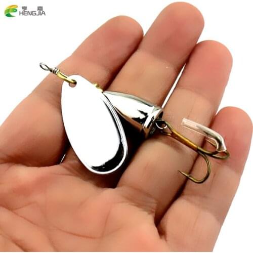 HENGJIA 5PCS 6.5CM-8.5G Metal Spinner Spoon Hard Bait Fish Treble Hook Perch Fishing Lures Tackle Vibration Hard Bait