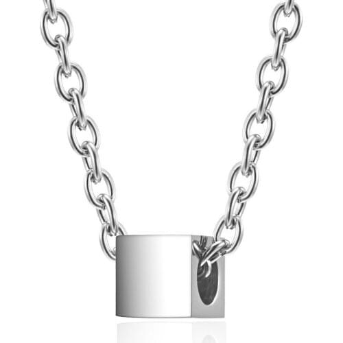 INSCHIC Wholesale Promotion Price Geometric Small Cube Pendant Necklaces For Men Boy Simple Stainless Steel Chains For Jewelry