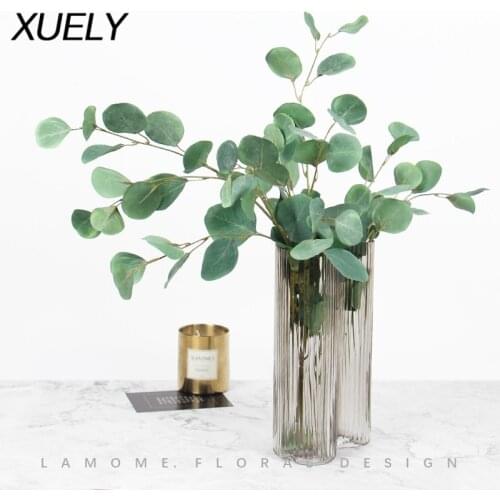 89cm Artificial Leaves green Eucalyptus leaf plants wall Material wedding decoration fake plants flores party home hotel decor