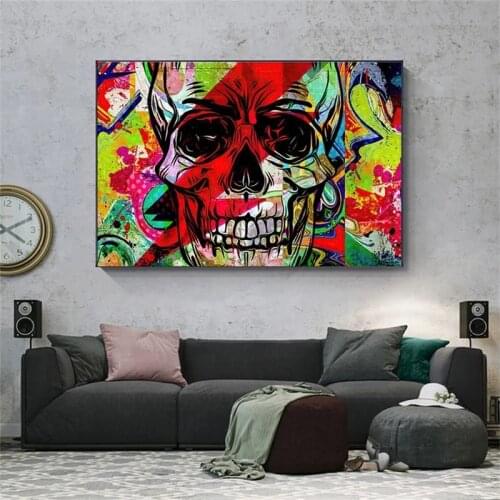 Skull Northern Europe Art Decor Canvas Painting Street Graffiti Posters and Paints for Living Room Home Decoration Mural Picture