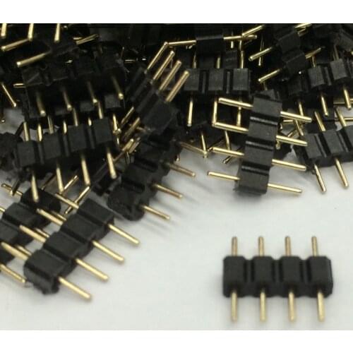100pcs/lot 4 PGin RGB Connector,pin needle male type double 4pin For LED SMD RGB 5050 3528 Strip DIY