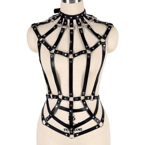 Leather Bra Harness Underwear Sexy Women Full Body Bondage Cage Straps Body Belts Female Erotic Tops BDSM Erotic Lingerie Garter