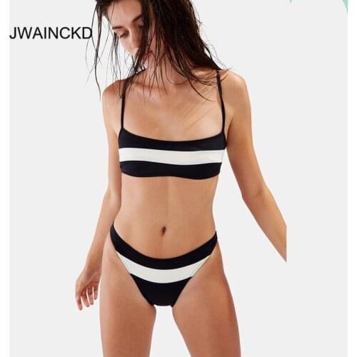 JWAINCKD Two Piece Swimsuit 2019 New Solid Patchwork Bikini Set Spaghetti Strap Biquini Women Bathing Suit With Padded Swimwear