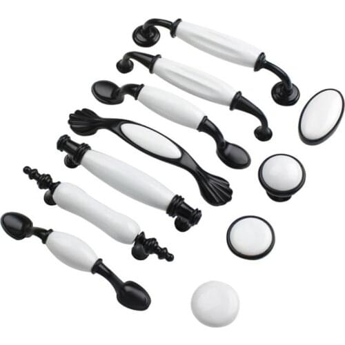 LCH Top Quality White Ceramic Hardware Wardrobe Handle American Style Porcelain Knobs Garden European Pull